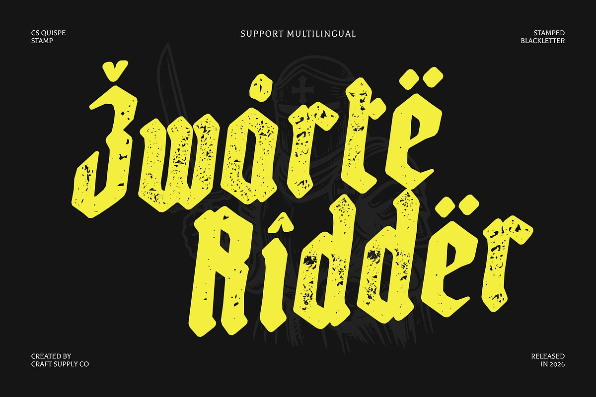 CS Quispe Stamp, a Blackletter Font by Craft Supply Co. (Photo 7 of 8)