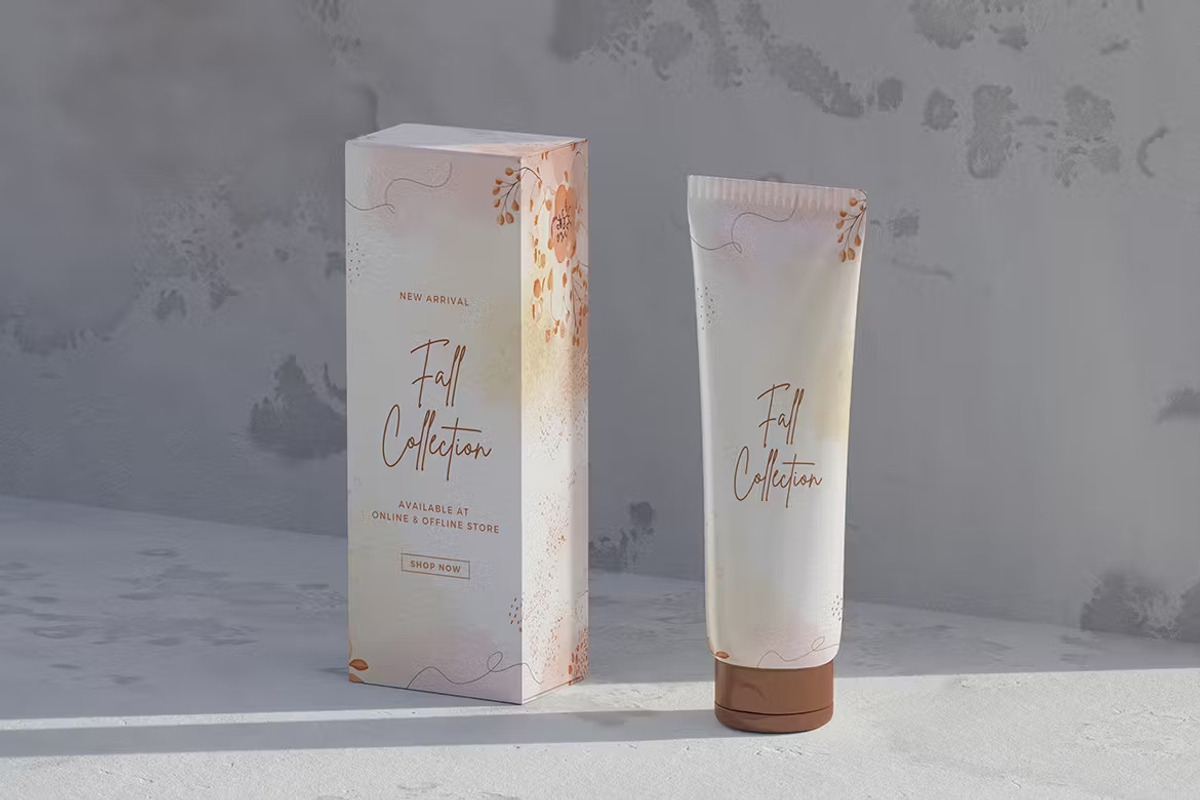 Cosmetic Tube with Box Mockup, a Packaging Mockup by PaperMoon (Photo 3 of 5)
