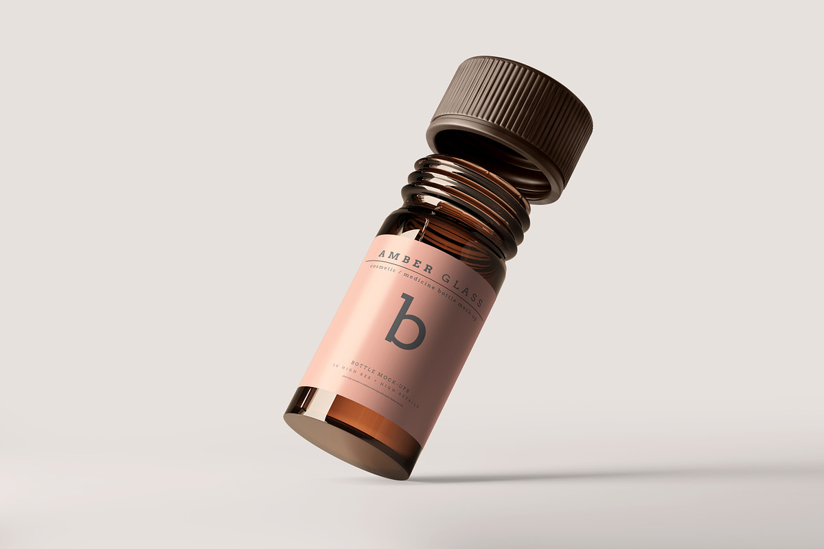Amber Glass Bottle Mockup, a Cups & Container Mockup by pmvch (Photo 13 of 20)
