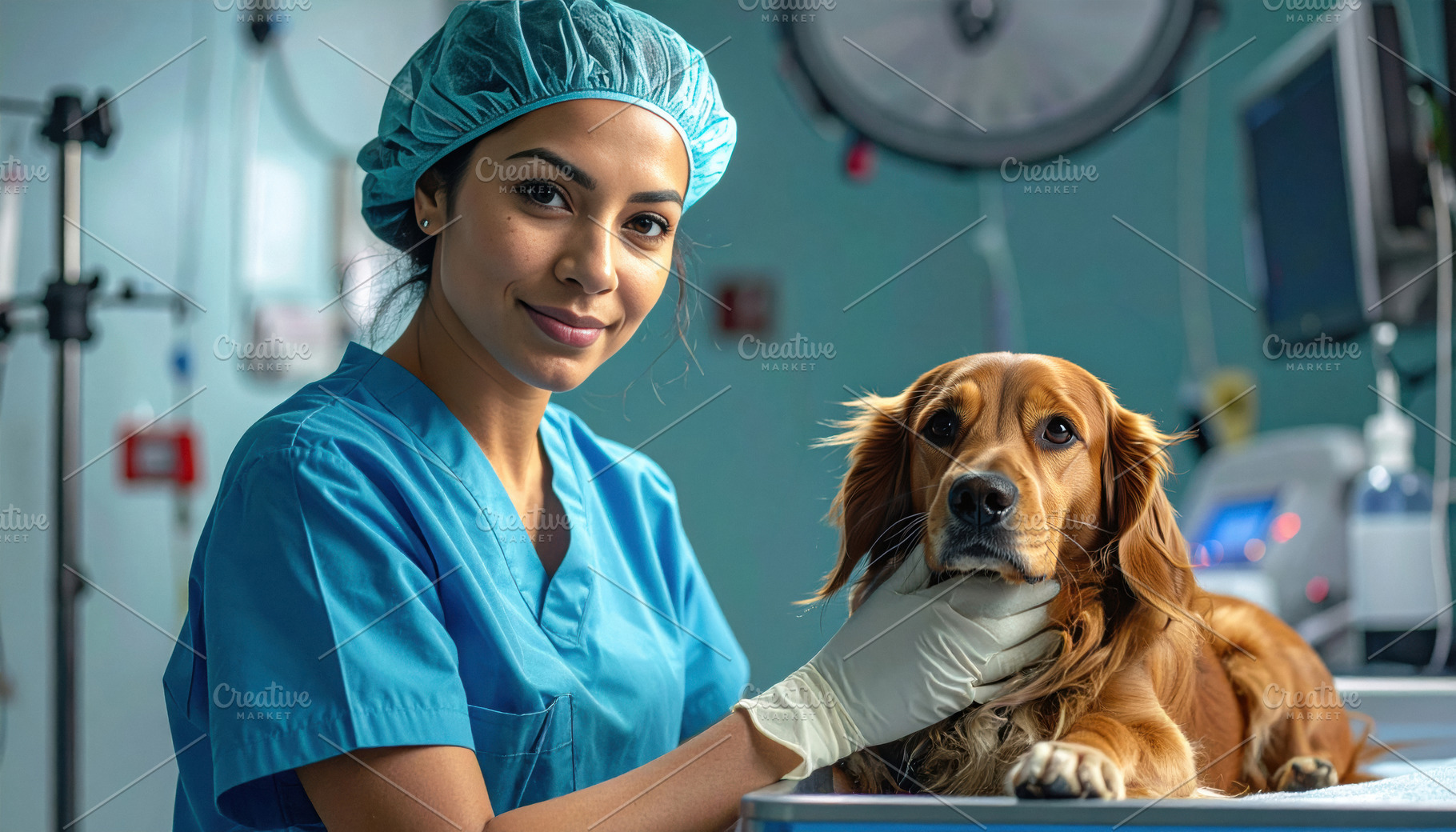 Veterinarian Examining Dog in Clinic, an Animal Photo by Davizro's Market