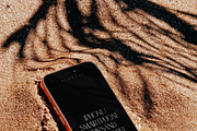 iPhone Smartphone on Sand Mockup Set, an iPhone Mockup by creatsy5 (Thumbnail 7 of 8)