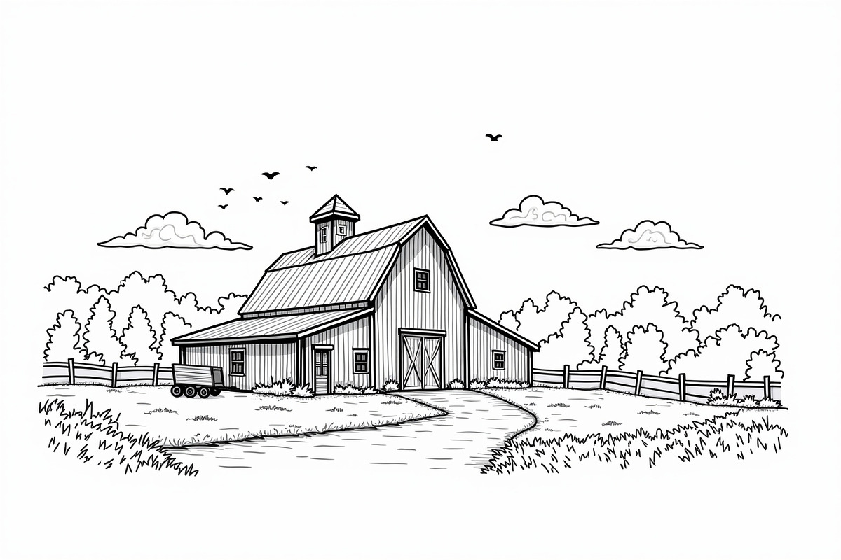 Rustic Farmhouse Landscape Set, an Illustration by Designs_River (Photo 3 of 7)