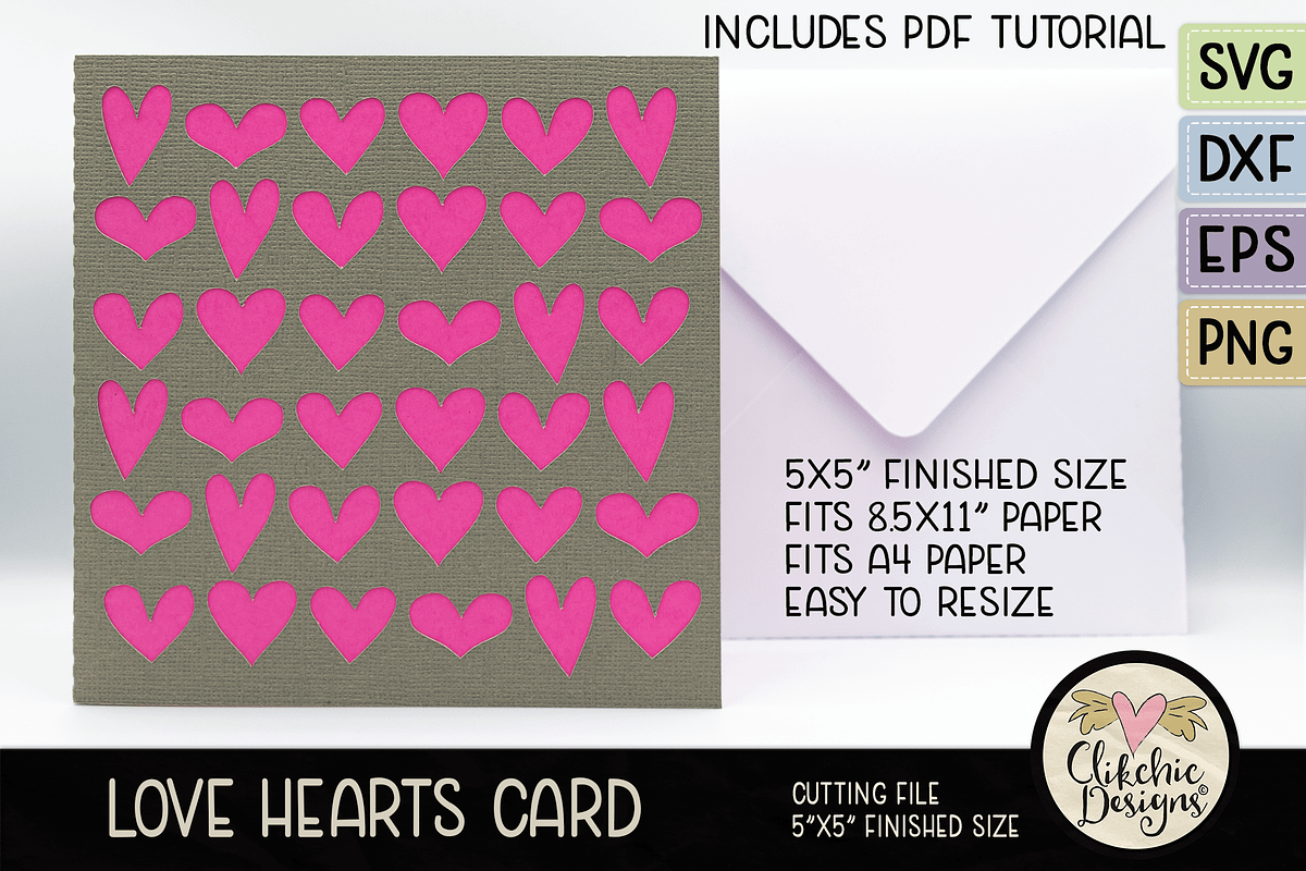 Love Hearts Card SVG Cutting File, an Invitation Template by Clikchic Designs (Photo 2 of 5)