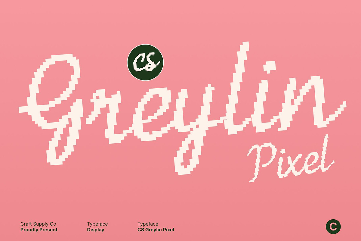 CS Greylin Pixel, a Script Font by Craft Supply Co. (Photo 1 of 8)