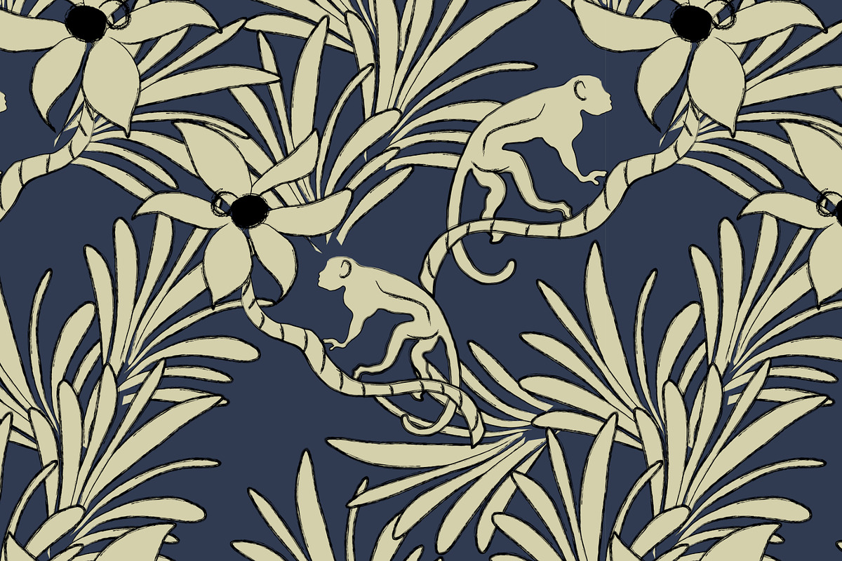 Tropical Monkey jungle foliage leave, a Pattern Graphic by Nocito Design (Photo 4 of 6)