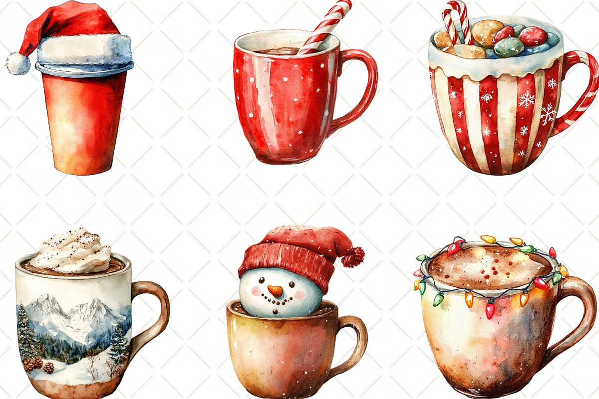 Cute Christmas Hot Cocoa Cup Clipart, an Illustration by Black Bird Studio (Photo 6 of 6)