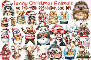 Funny Christmas Animals, an Illustration by Sublimation Artist
