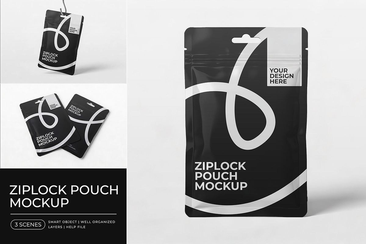 Hanging Ziplock Pouch Mockup, a Packaging Mockup by Pitchlook.Studio (Photo 1 of 4)
