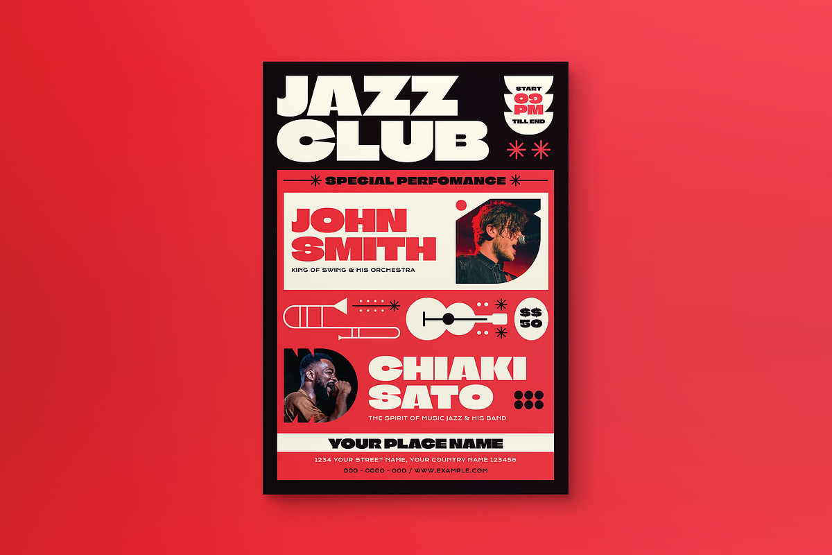 Jazz Music Club Flyer, a Flyer Template by Tokosatsu (Photo 1 of 3)
