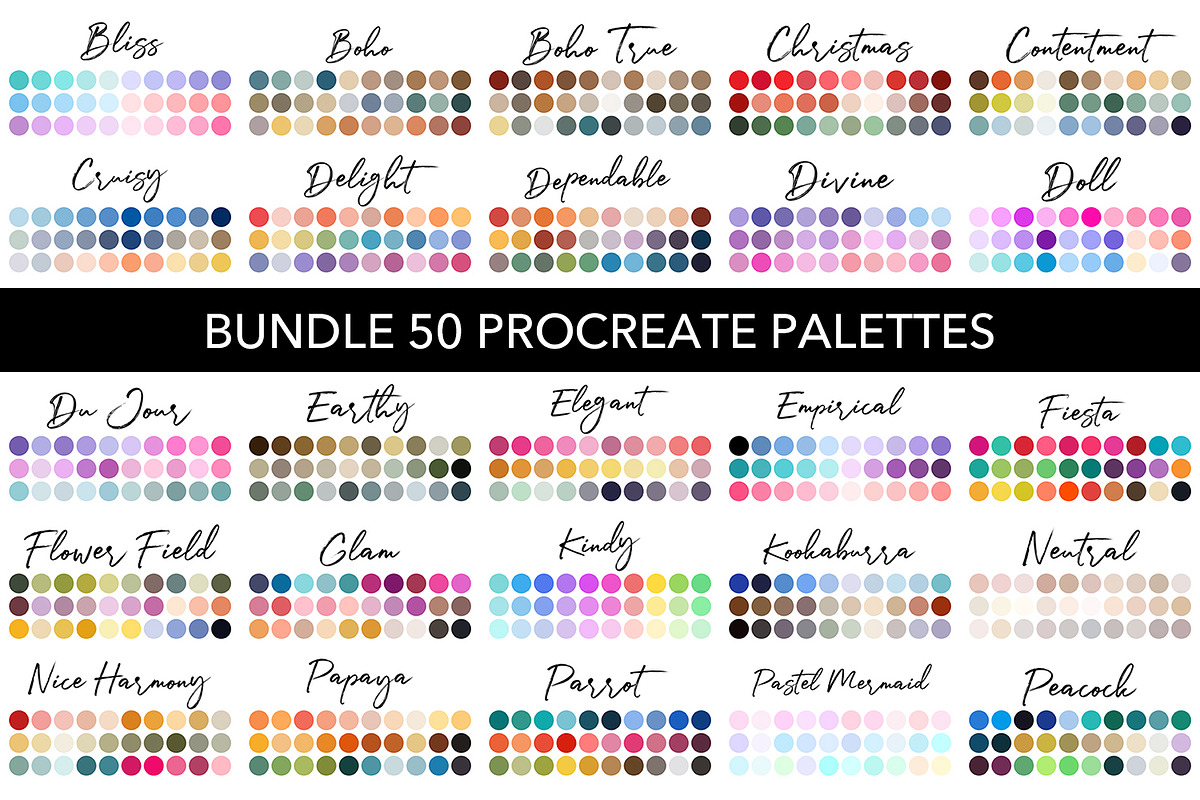 Bundle of 50 Procreate Palettes, a Palette Add-On by Julie Campbell (Photo 1 of 3)