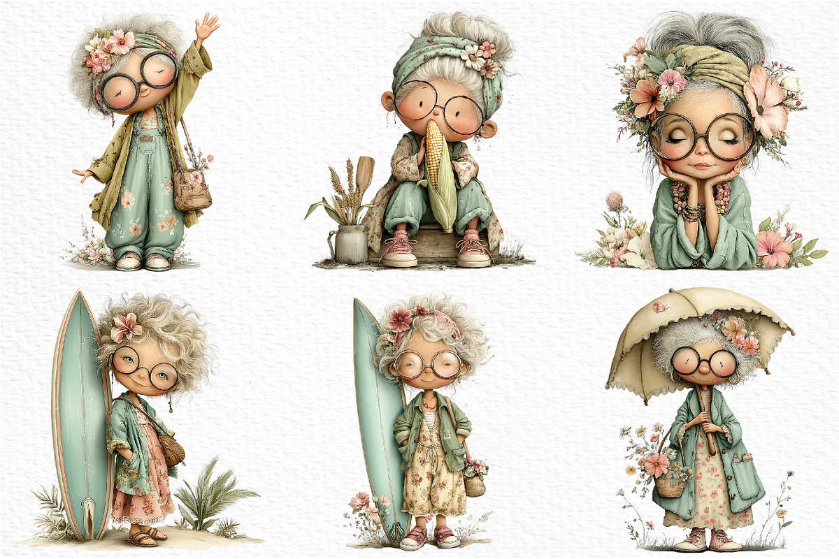 Summer Funny Grandma Clipart, an Illustration by Craft Nest (Photo 3 of 12)