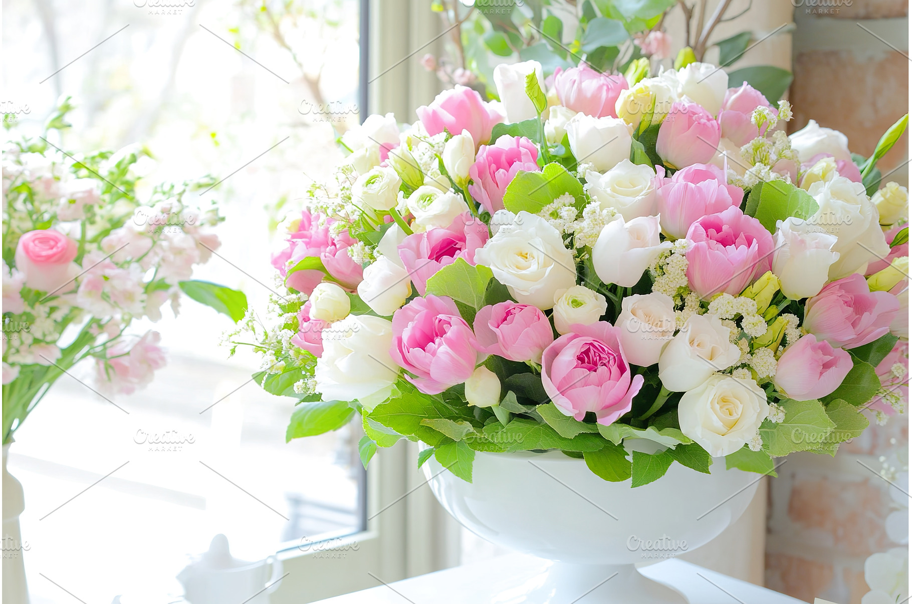 Floral Arrangement with Pink Tulips, a Nature Photo by Lermont51
