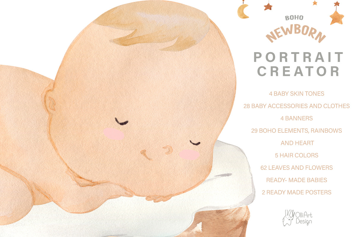 BABY PORTRAIT CREATOR. Boho newborn, a Person Illustration by OlliArtDesign (Photo 12 of 14)