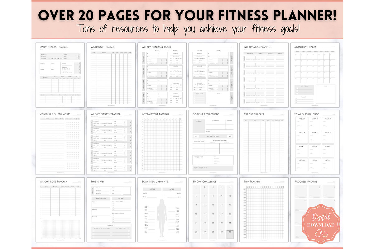 Weight Loss Journal, Fitness Planner, a Templates & Theme by Templatables (Photo 3 of 10)