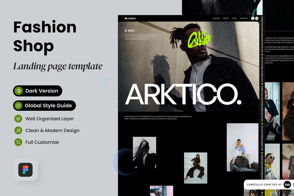 Arktico - Fashion Shop Landing Page, a Landing Page Template by SLAB! Design (Photo 1 of 5)