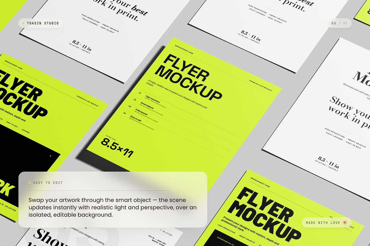 US Letter Flyer Mockup, an Advertising Mockup by Toasin Studio (Photo 3 of 7)