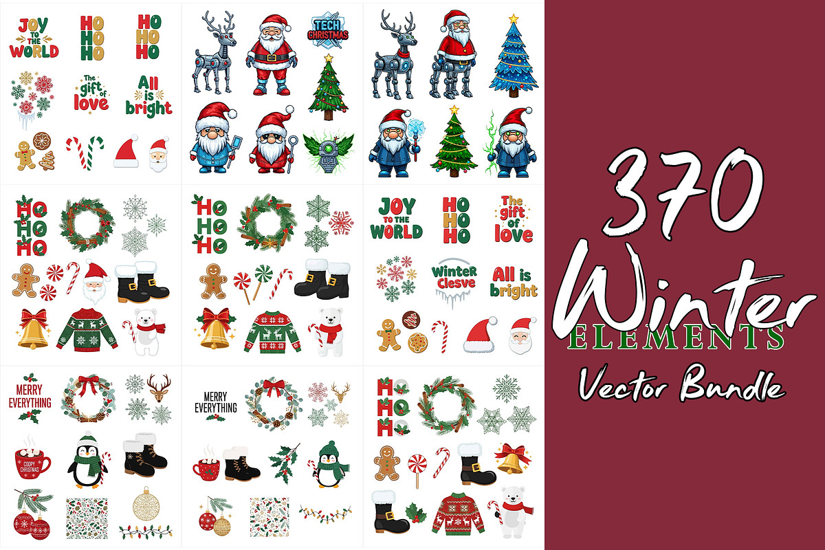 370 Winter Elements Vector Bundle, a Seasonal Illustration by Sofia's Fashion (Photo 3 of 4)