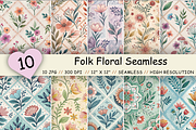 Folk Floral Seamless Patterns Bundle, a Pattern Graphic by FloridPrintables (Thumbnail 1 of 6)