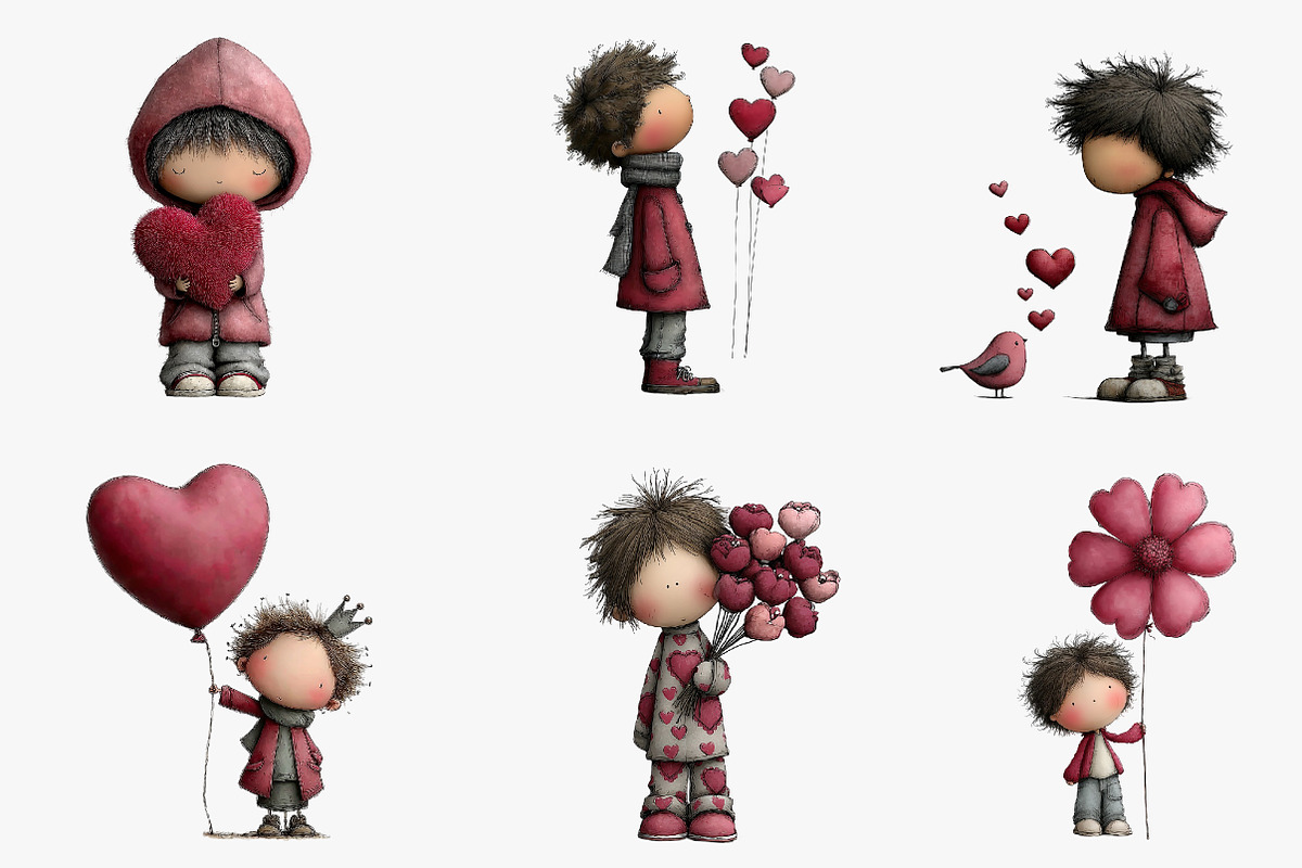 Quirky Valentine Boy Clipart, an Illustration by CreationArt (Photo 4 of 5)