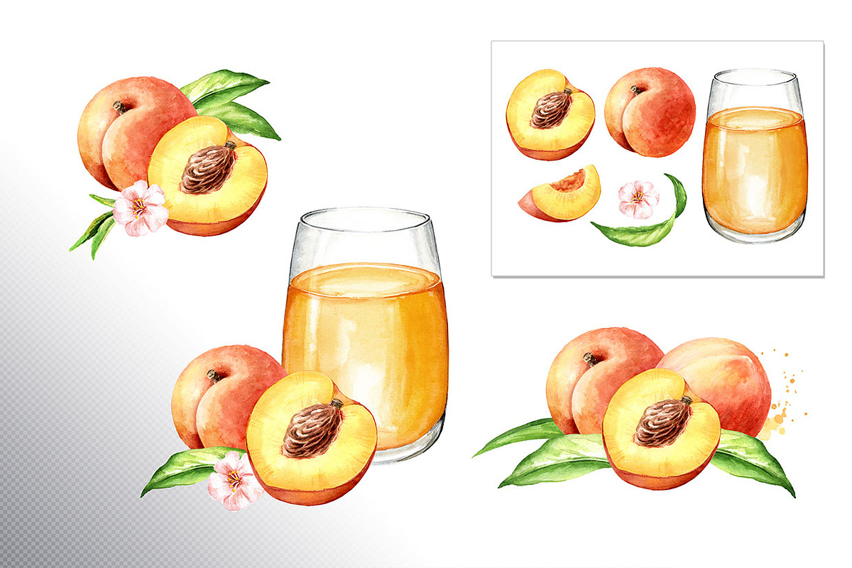 Honey Peaches. Original Watercolor, a Food Illustration by Daria Ustiugova (Photo 17 of 21)