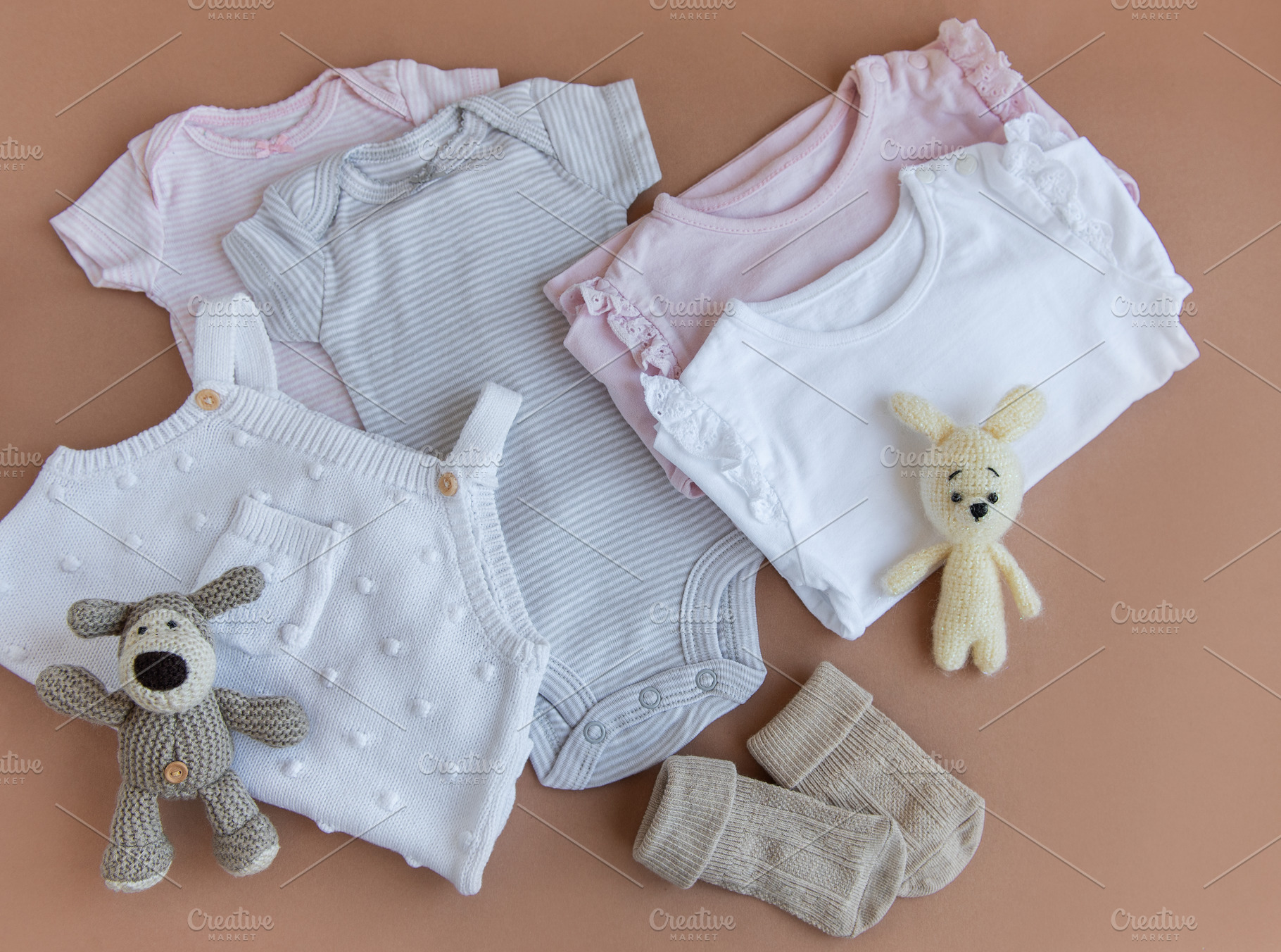 Set of pink clothes and accessories for newborn baby. Knitted to, a Beauty & Fashion Photo by Olena Rudo
