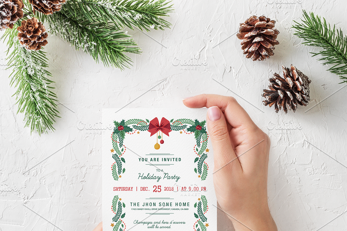 Christmas Invitation, Holiday Party, a Card Template by TemplatesForest (Photo 4 of 4)