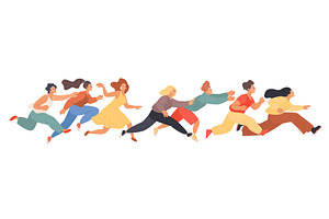 Crowd people running fast hurry, a Person Illustration by Lemberg Vector