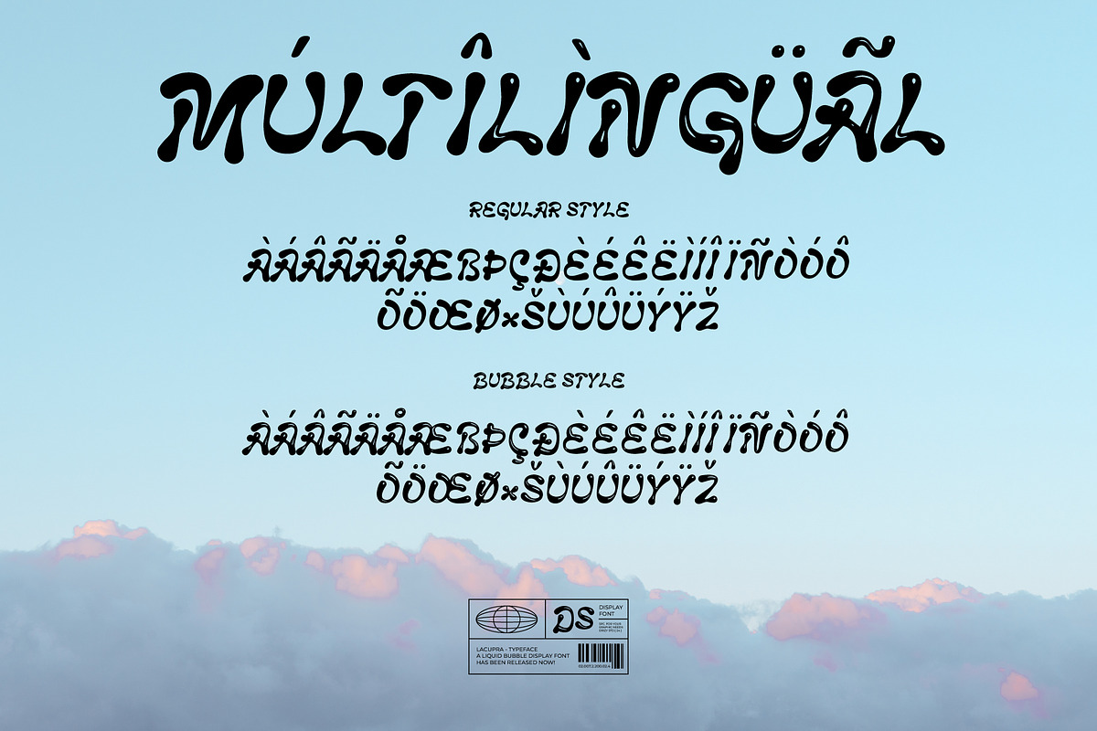 Lacupra - Liquid Bubble Display Font, a Sans Serif Font by Drizy (Photo 6 of 10)