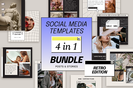 Instagram Retro Templates Bundle, a Social Media Template by Bonumo