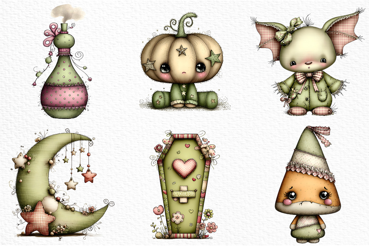 Whimsical Halloween Clipart Bundle, an Illustration by Craft Nest (Photo 3 of 6)