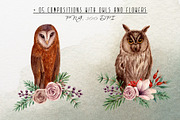 Owls and lanterns.Watercolor clipart, a Decorative Illustration by a_ptichkina (Thumbnail 5 of 7)