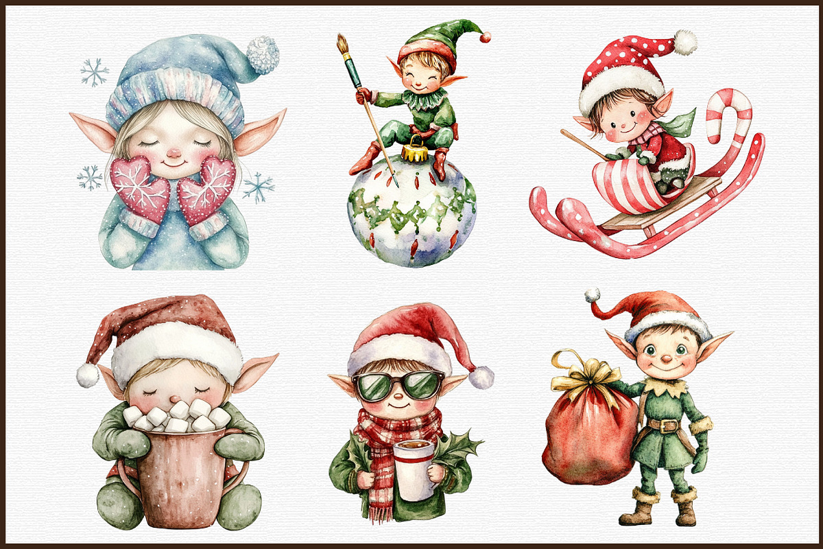 Whimsical Christmas Elf Clipart Bund, an Illustration by Sublimation Artist (Photo 3 of 6)