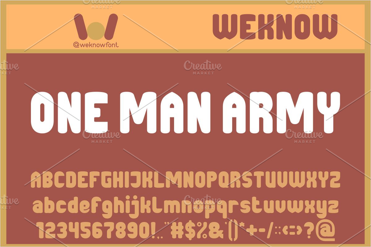 One Man Army font, a Sans Serif Font by weknow (Photo 1 of 8)