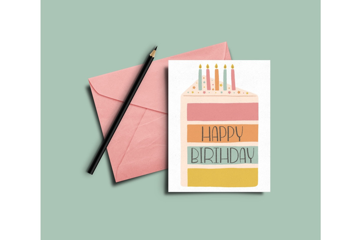 5 x 7 Birthday Cake Greeting Card, a Card Template by K McCormack Designs (Photo 3 of 3)