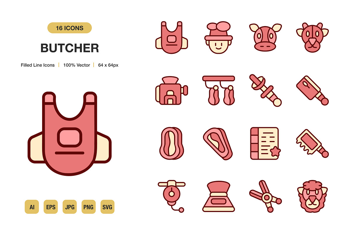 Butcher Color Icons, an Icon by Spacepixel Creative
