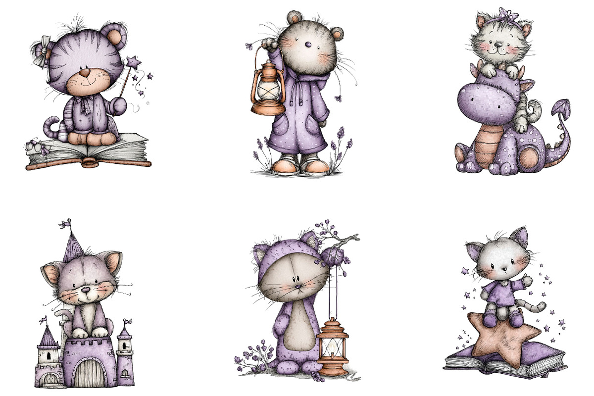 Cute Kitten StoryBook Clipart Design, a Seasonal Illustration by Designking (Photo 3 of 5)