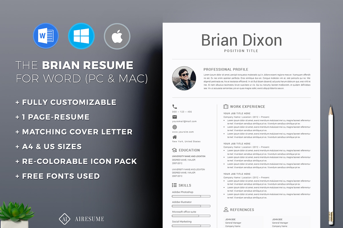 Minimal Resume/CV Template, a Resume Template by A1RESUME (Photo 2 of 4)