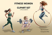 Fitness Women Clipart Set, a Sport Illustration by IrynaPanashii (Thumbnail 1 of 6)