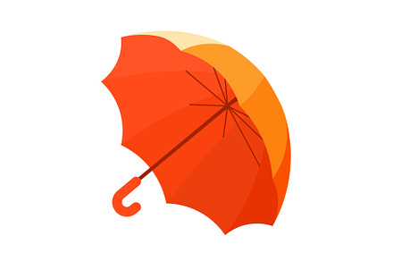 Bright orange umbrella with a curved