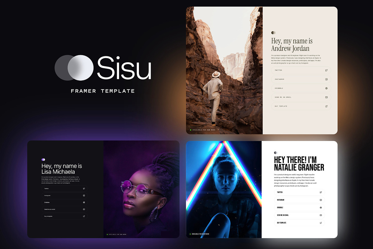 Sisu | Link in bio Framer Template, a Landing Page Template by Juho (Photo 1 of 3)