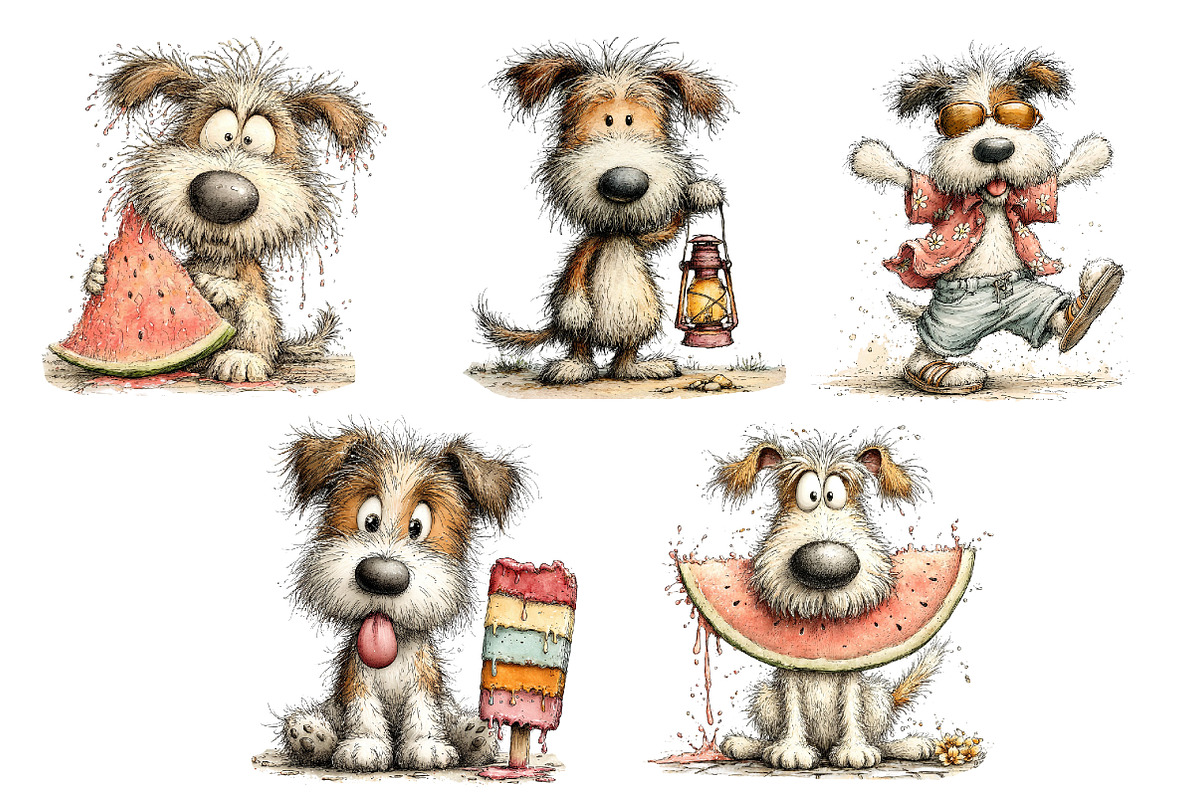 Whimsical Summer Dogs Clipart, an Illustration by Dream Creation (Photo 6 of 6)
