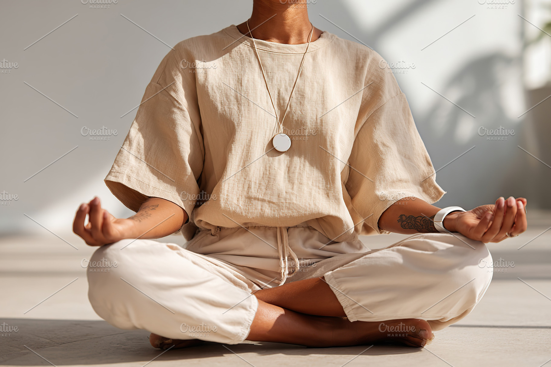 Person practicing meditation indoors during daylight in a serene environment, a Photo by AlyaAnd