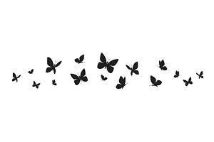 Butterflies silhouette flying on, an Animal Illustration by Nadzin