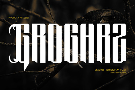 Groghrz Blackletter Display Horror, a Blackletter Font by Maulana Creative