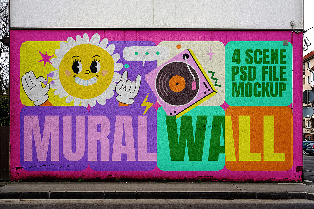 Mural Wall Mockup, an Advertising Mockup by Nathatype (Photo 6 of 9)
