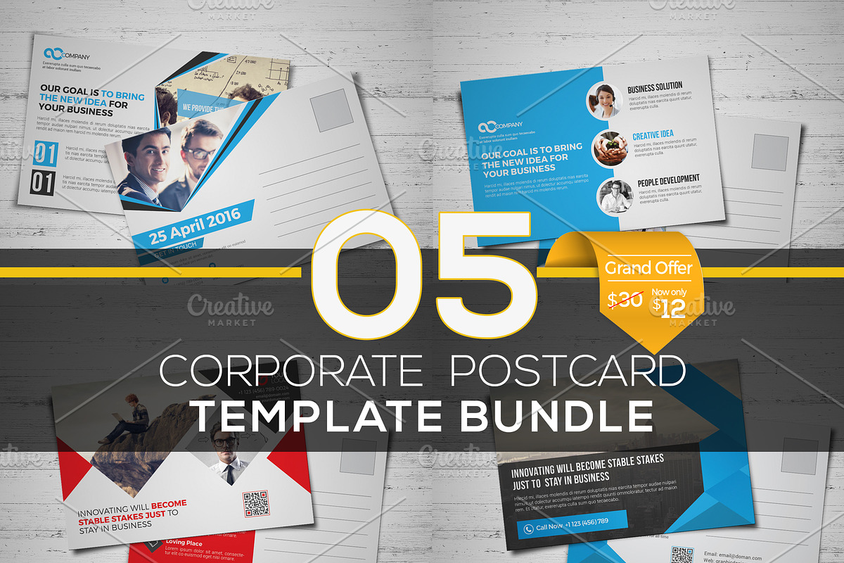5 in 1 Postcard Template Bundle, a Card Template by Cristal Pioneer