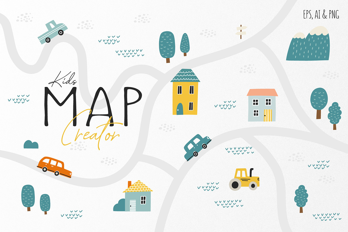 Kid's Map Creator Set, an Object Graphic by MaNechaeva (Photo 1 of 13)