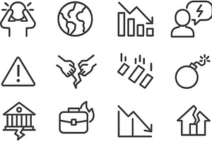 Vector illustration of line icons, a Finance Illustration by ZinetroN