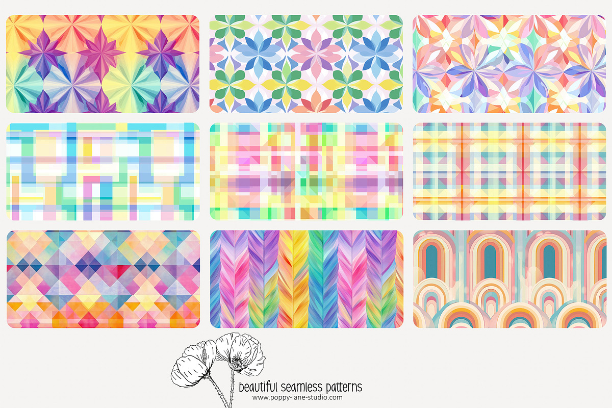 80 pastel geometric seamless pattern, a Pattern Graphic by Poppy Lane Studio (Photo 4 of 11)