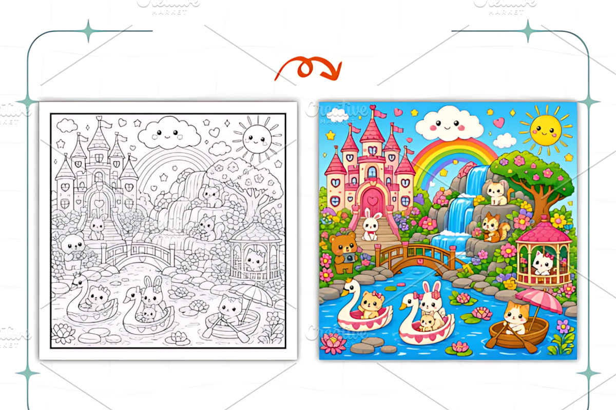 Kawaii Magical Worlds Coloring, a Decorative Illustration by Coco Bloom (Photo 8 of 8)